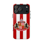 Sunderland FC MagSafe iPhone case with red and white stripes and official-inspired crest