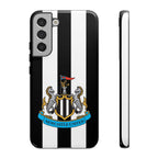 Newcastle United Samsung phone case with magnetic black and white design and dual layer protection