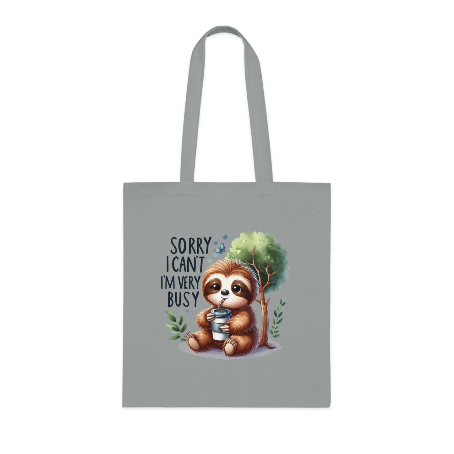 Cotton tote bag with cute sloth design, ideal for sloth lovers.