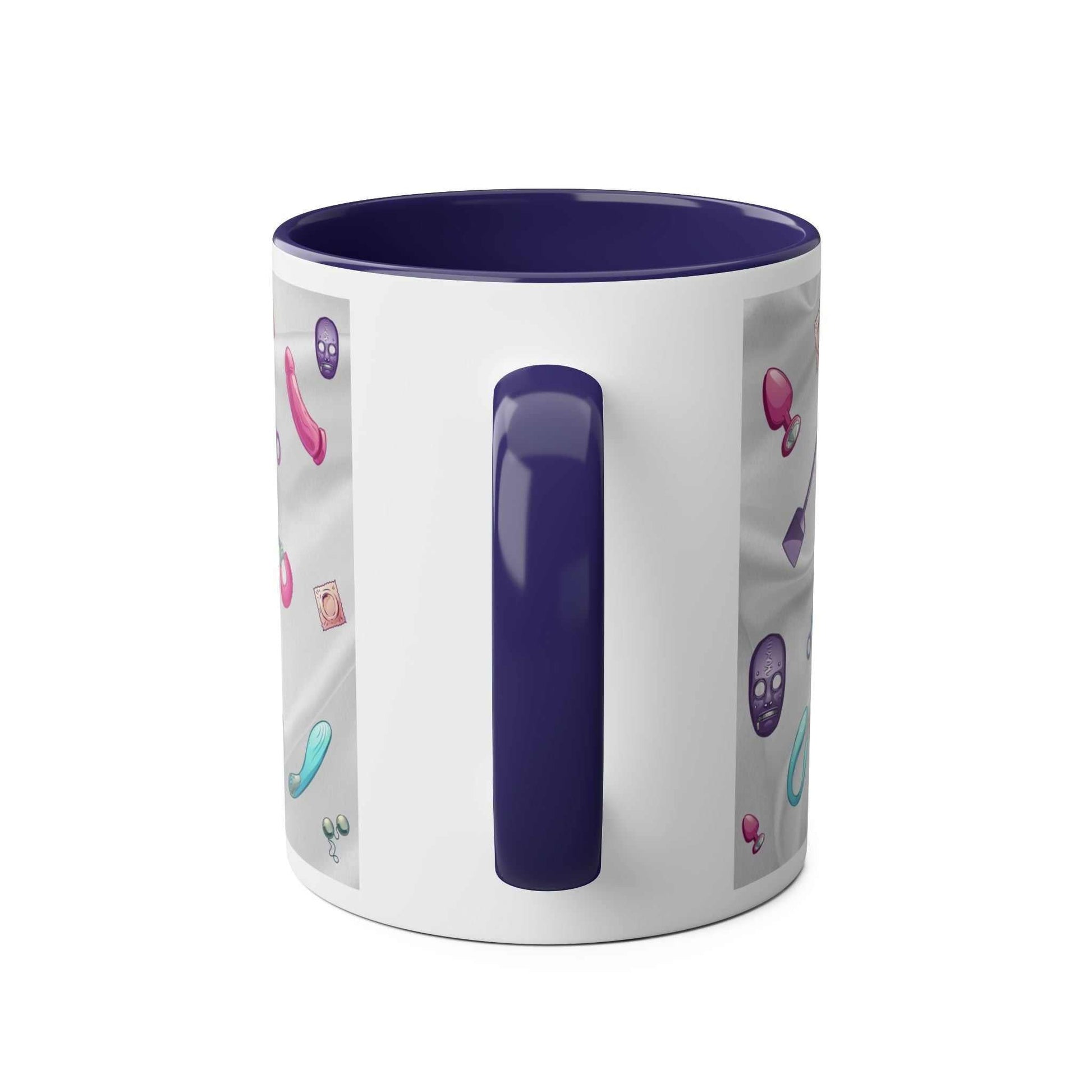 Fun Sex Toy Coffee Mug with cheeky design, ceramic, glossy finish, available in 7 colors.