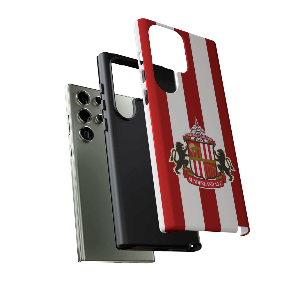 Sunderland FC Samsung phone case with red and white colors and magnetic protection features
