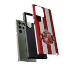 Sunderland FC Samsung phone case with red and white colors and magnetic protection features