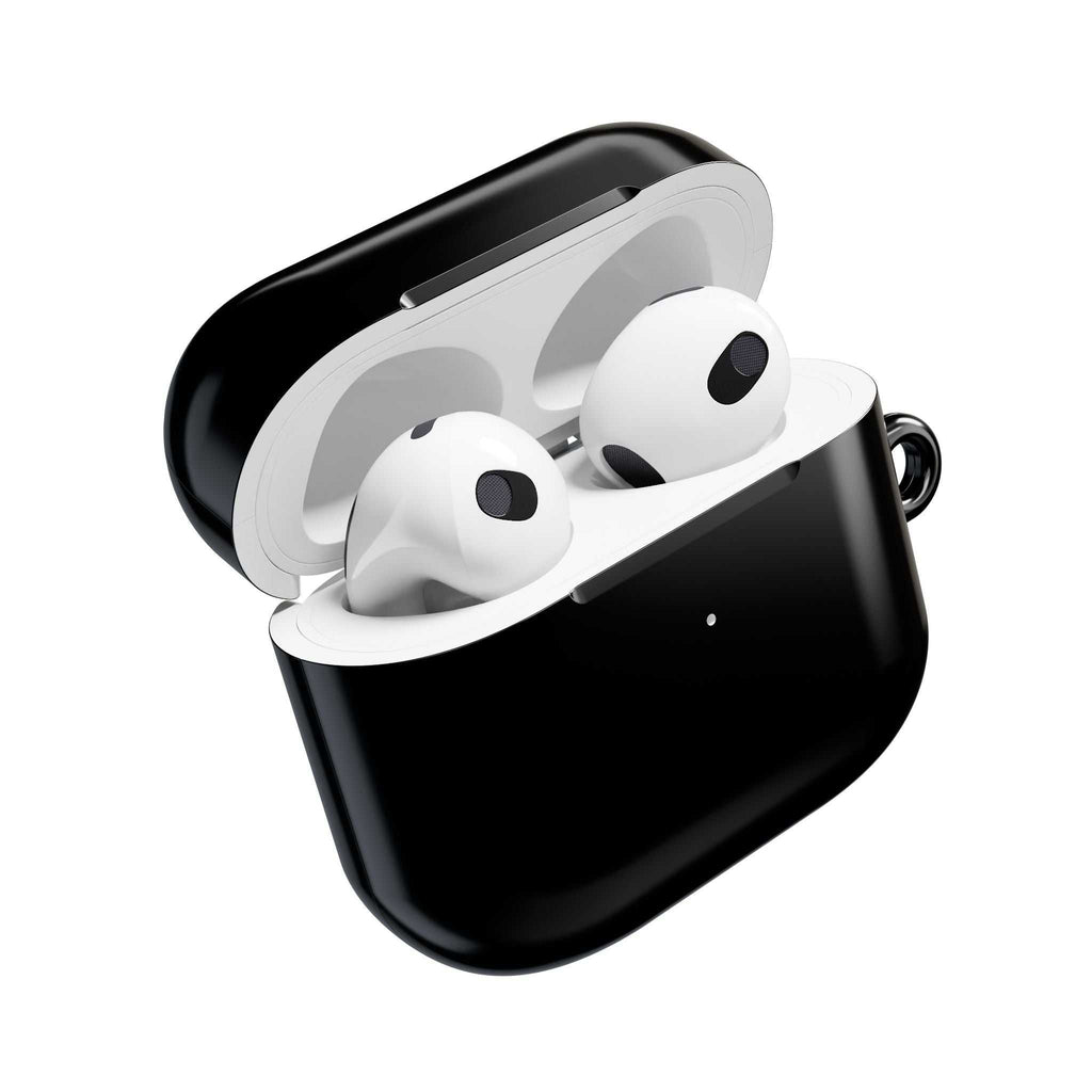 Black AirPods Pro case with glossy protective hard shell for scratch and bump protection