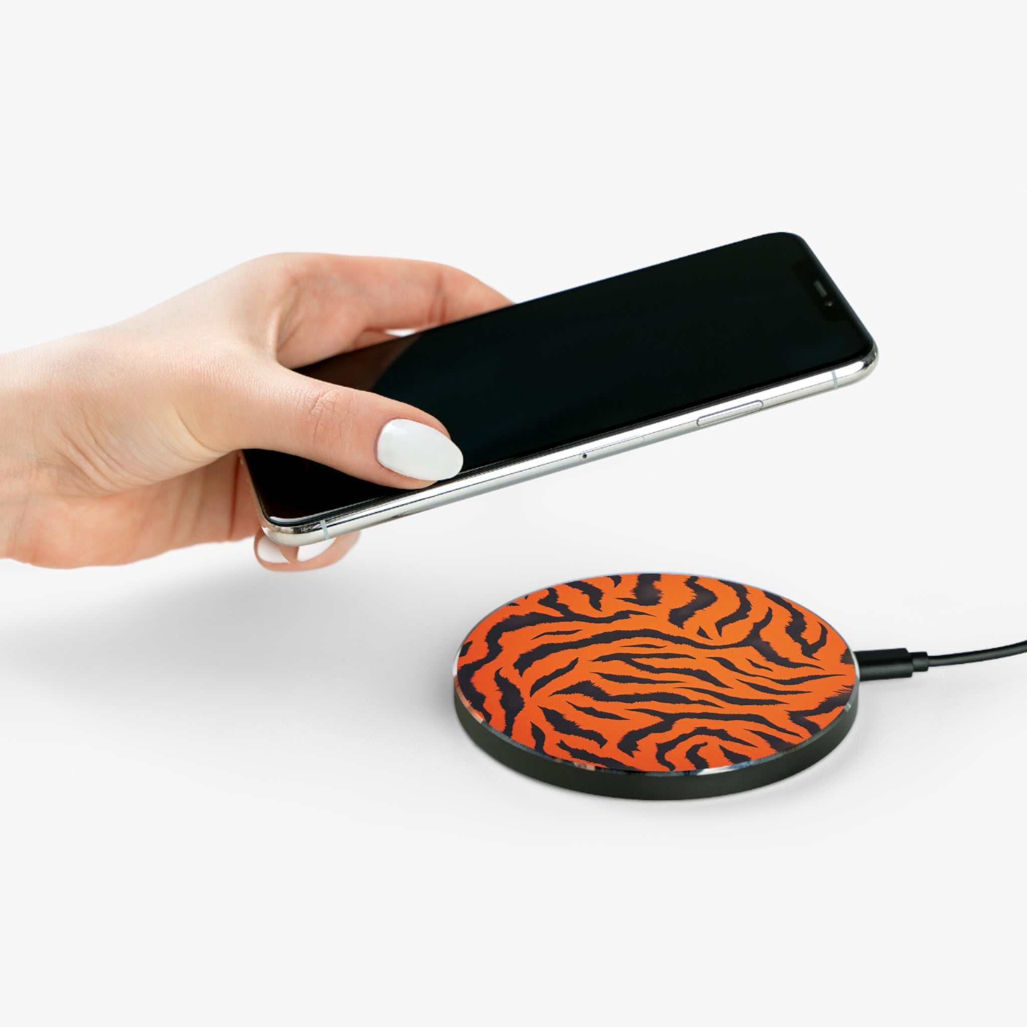 Orange Tiger Print Design Wireless Charger