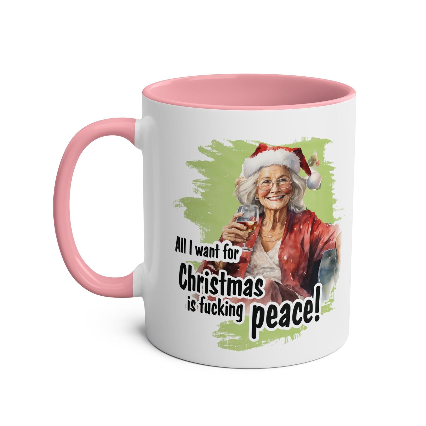 Sweary Granny Christmas Mug with Santa design and festive text.