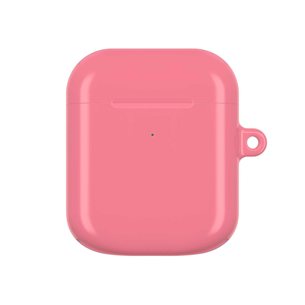 Light coral hard shell protective case for AirPods and AirPods Pro with glossy finish and wireless charging compatibility