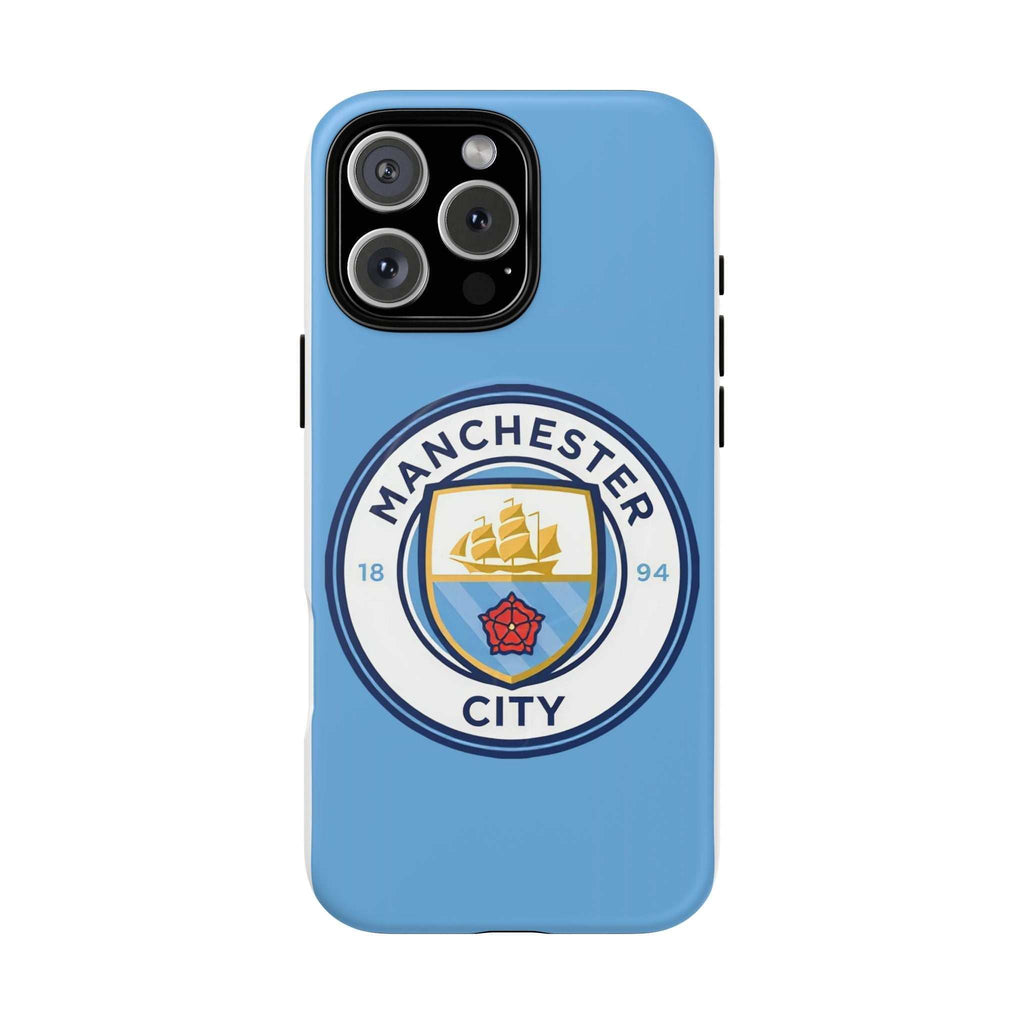 Manchester City MagSafe iPhone case in sky blue with club logo and dual-layer protection