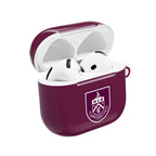 Burnley FC AirPods protective case in claret with club crest, shock-resistant, glossy finish, compatible with AirPods and AirPods Pro.