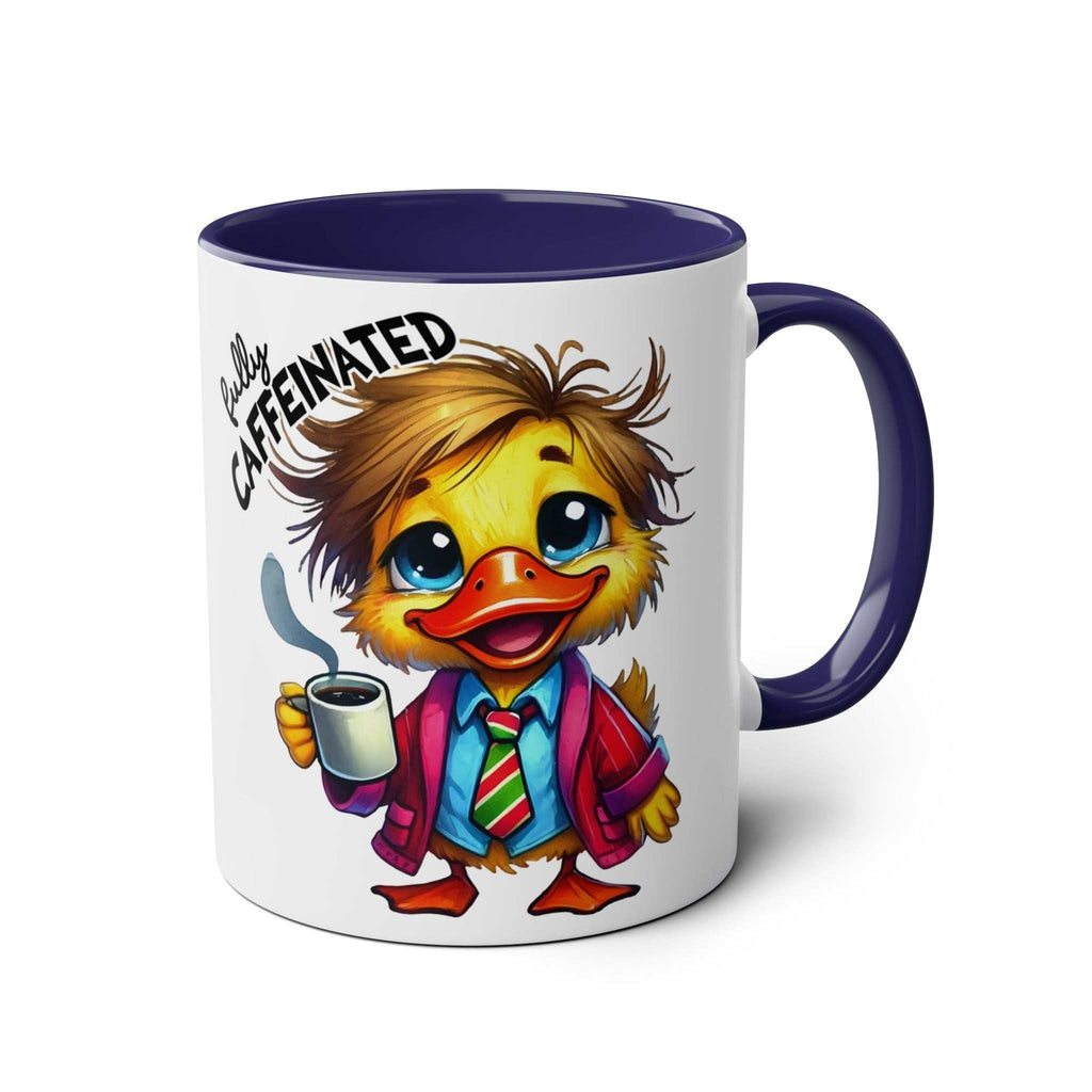 Fun Sarcastic Coffee Mug with colorful duck design, glossy finish, available in 7 colors, microwave and dishwasher safe.