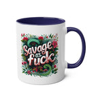 Savage As Fuck Coffee Mug with floral design, glossy finish, 11oz ceramic, microwave and dishwasher safe.