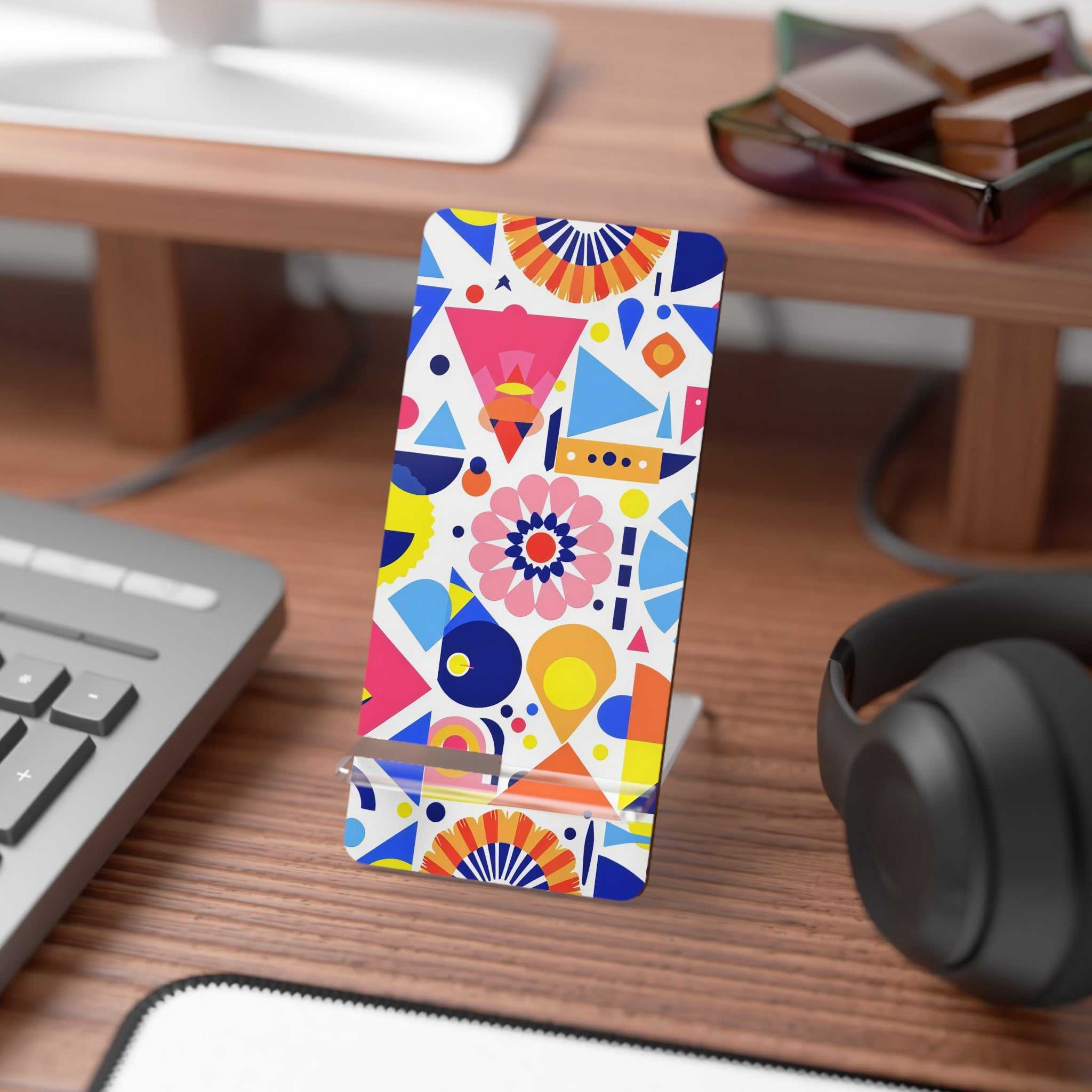 Bright Geometric Print Phone Display Stand