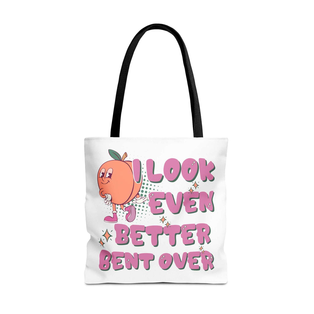 Cheeky Even Better Bent Over Tote Bag with multiple sizes and handle colors, durable spun polyester fabric tote