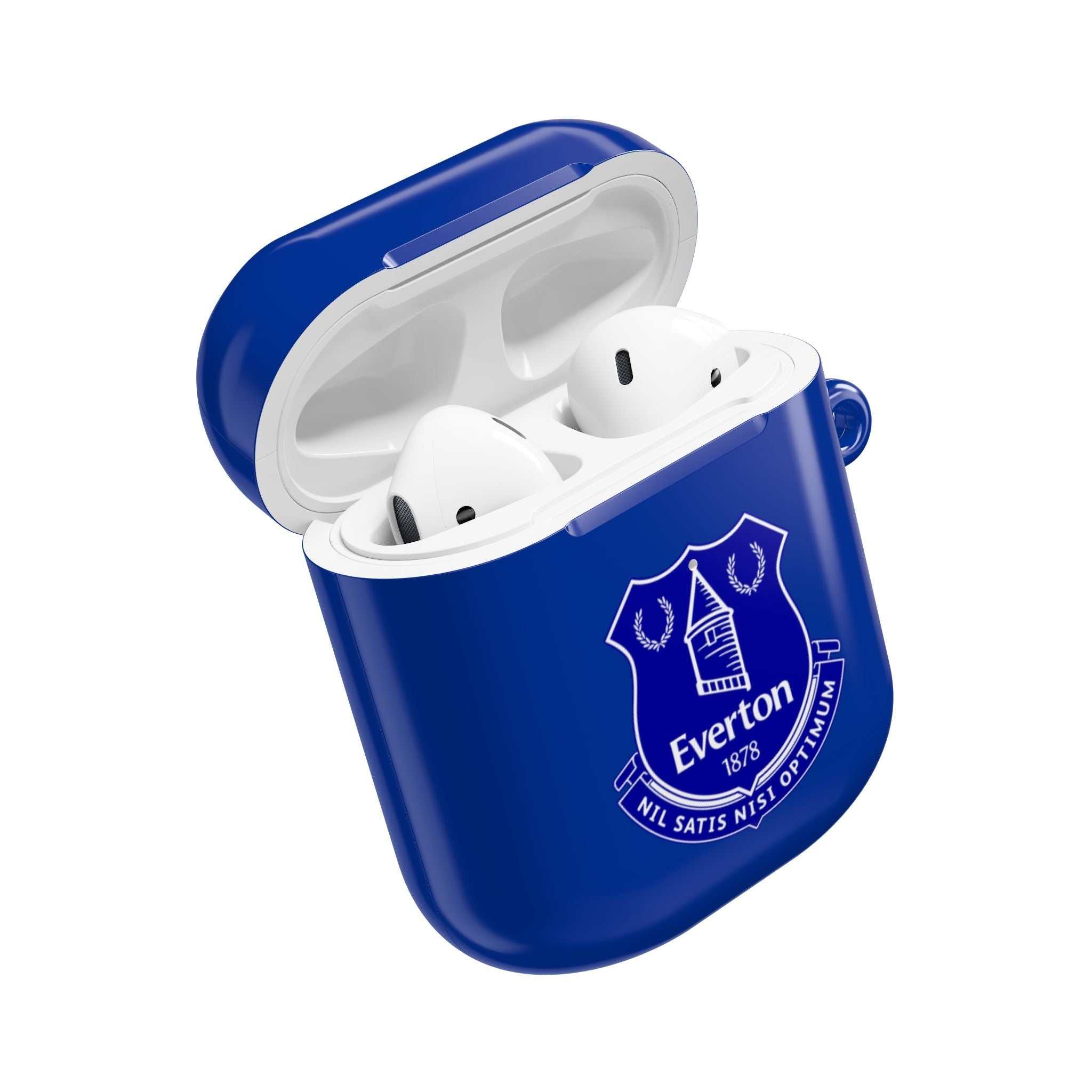 Everton FC AirPods protective case in blue with club crest, durable hard shell, compatible with AirPods and AirPods Pro