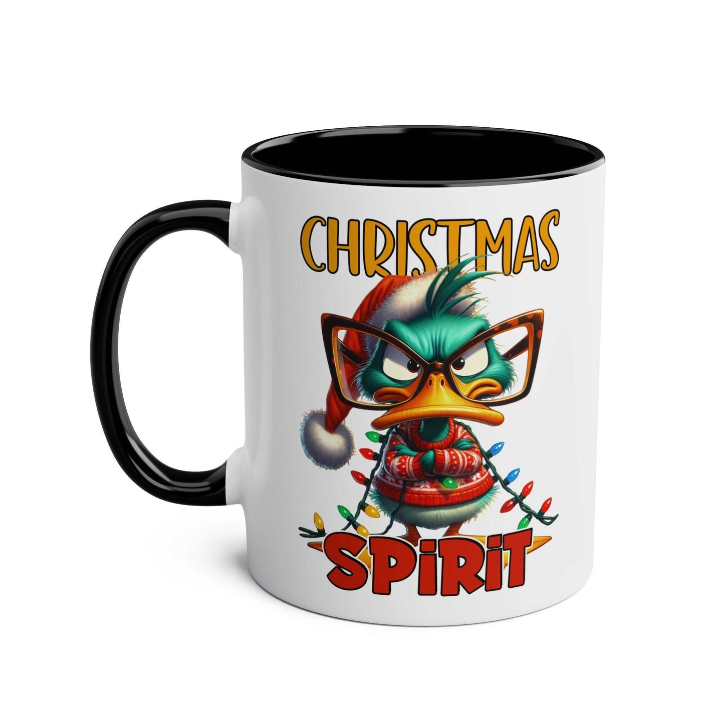 Sarky Christmas Mug with duck design, 11oz ceramic, microwave and dishwasher safe.