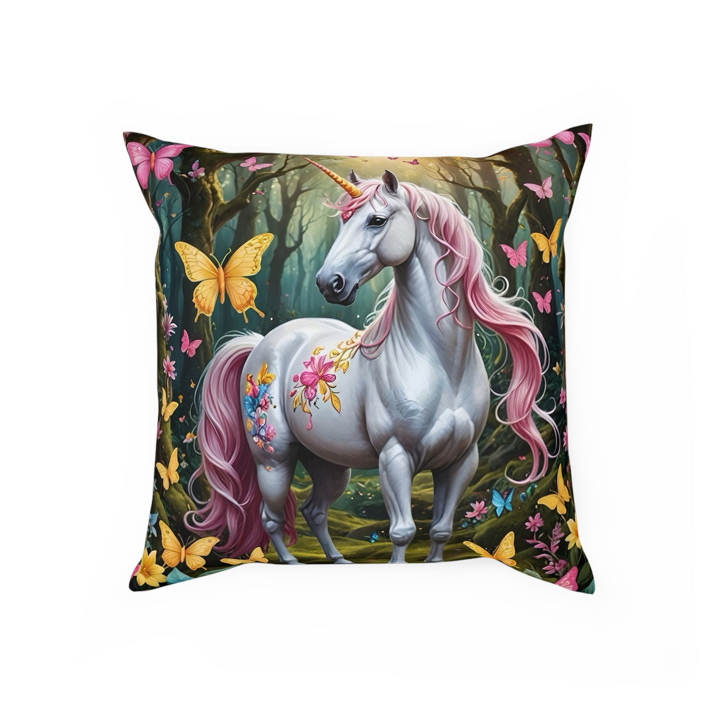 Beautiful Mythical Unicorn Cotton Drill Square Cushion