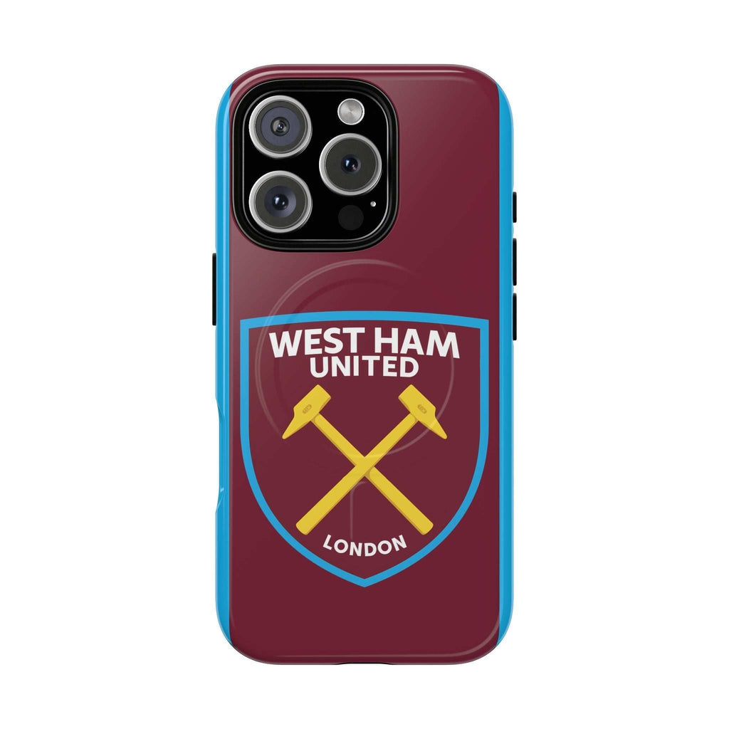 West Ham Utd MagSafe iPhone case in claret and blue with official-inspired crest and dual-layer protection