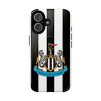 Newcastle United Magsafe iPhone Case with black and white stripes and club crest, dual-layer protection, and MagSafe compatibility