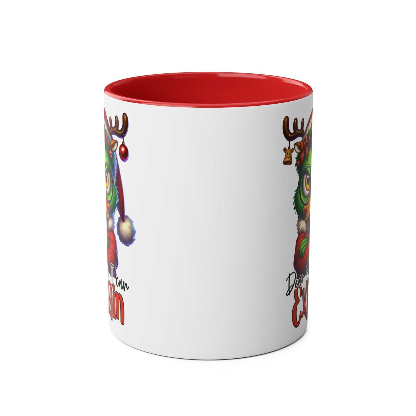 Sarky Christmas Mug with duck design, 11oz ceramic, available in 7 colors, glossy finish, microwave and dishwasher safe.