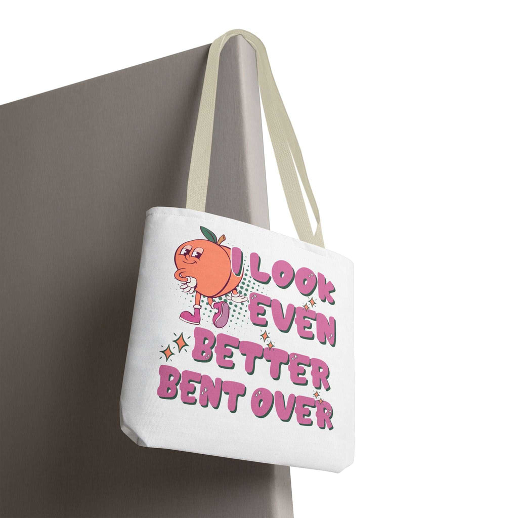 Cheeky Even Better Bent Over Tote Bag with colorful handles and durable spun polyester fabric