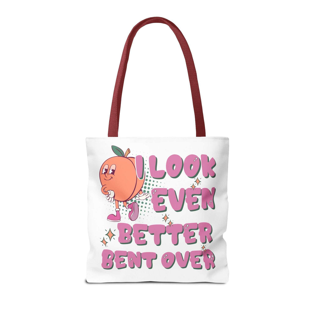 Cheeky Even Better Bent Over Tote Bag with colorful handles and durable spun polyester fabric.