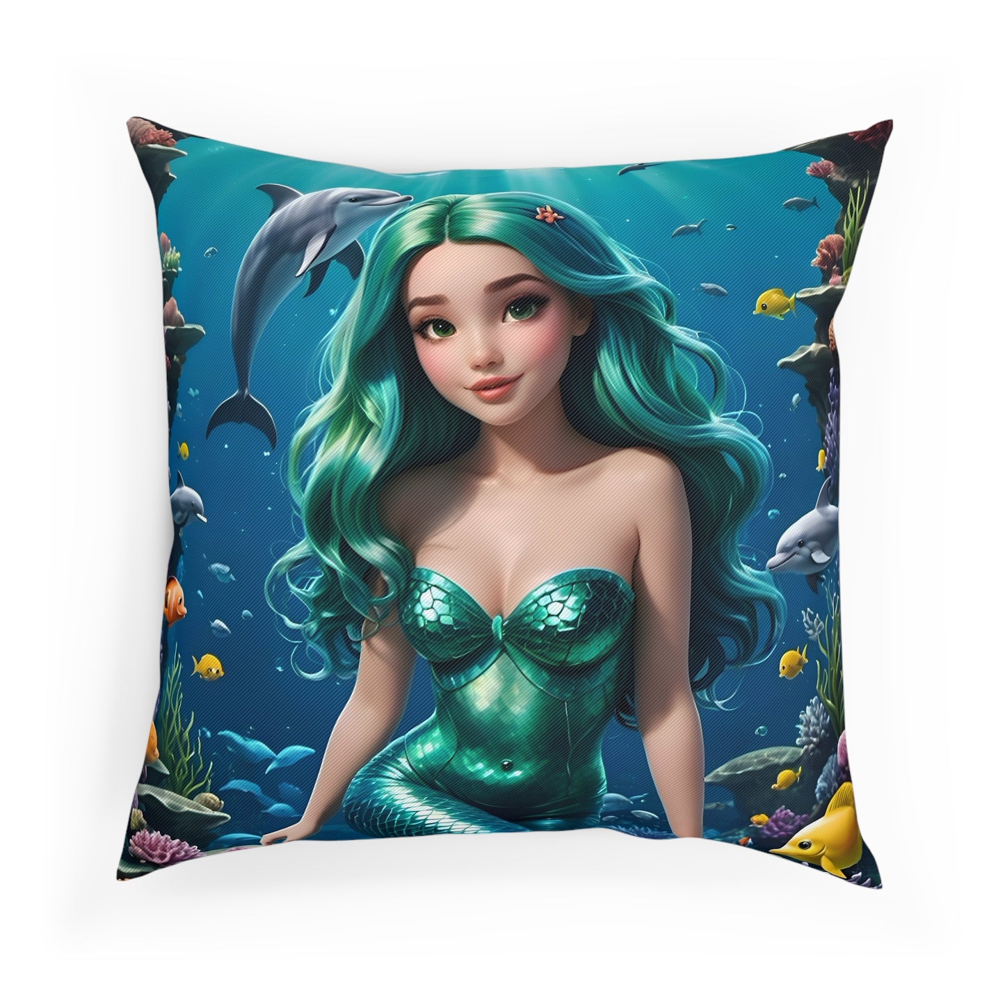 Gorgeous Mermaid Cotton Drill Square Cushion