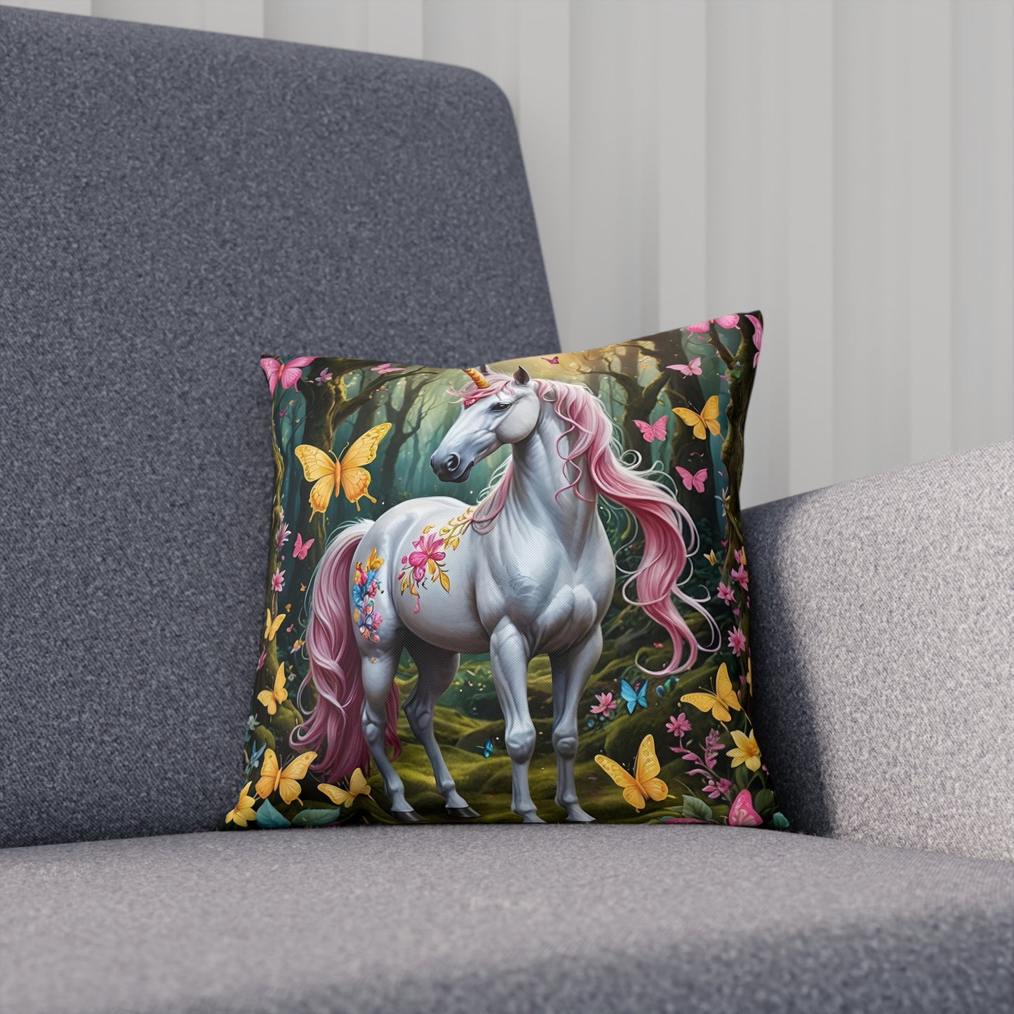 Beautiful Mythical Unicorn Cotton Drill Square Cushion