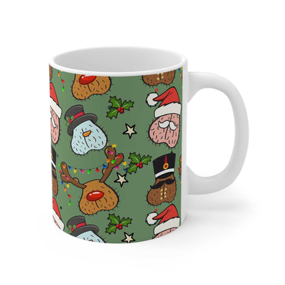 Cheeky Fun Christmas Mug with festive design, 11oz ceramic, microwave and dishwasher safe.