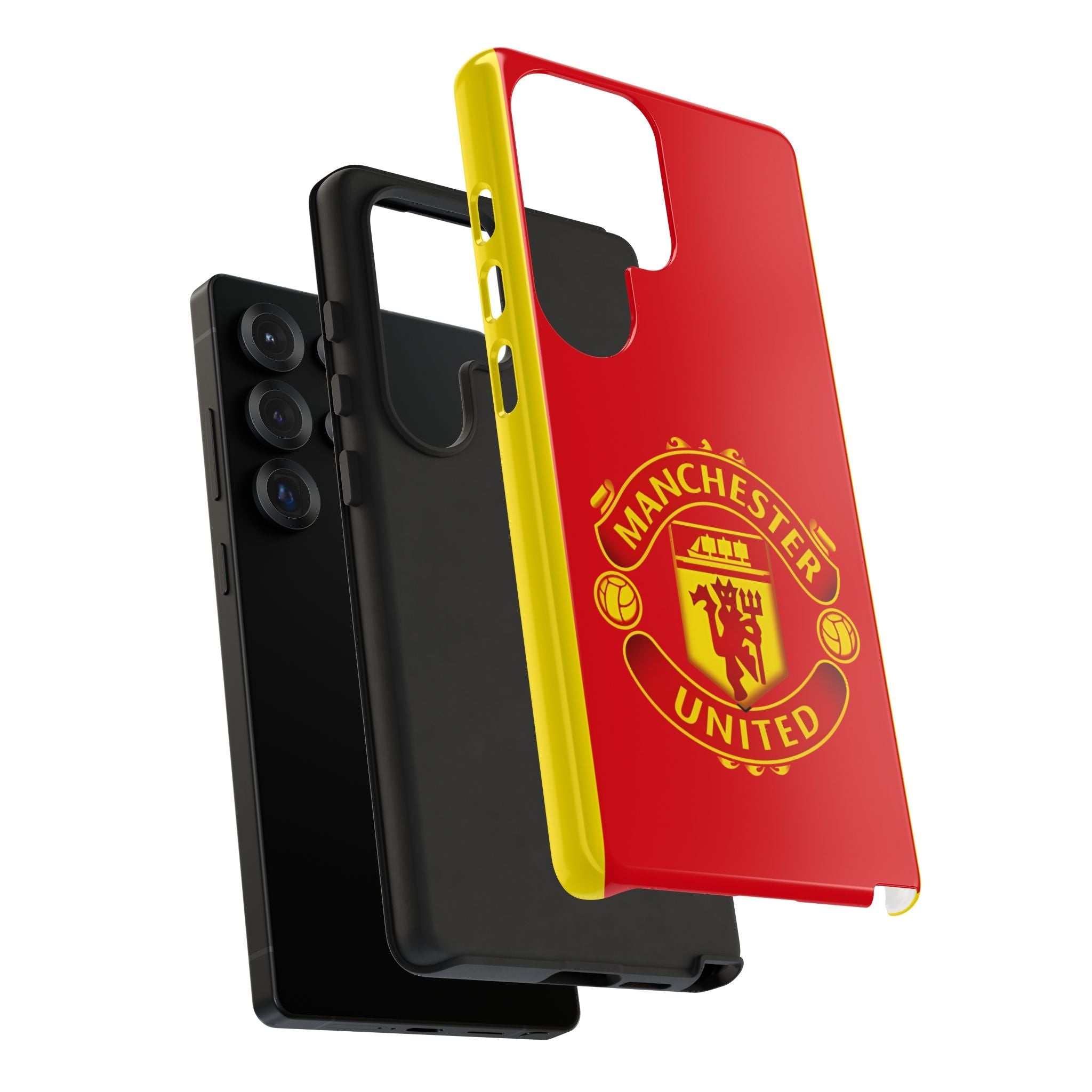 Manchester United Magnetic Samsung Case with red crest and dual-layer protection for seamless wireless charging