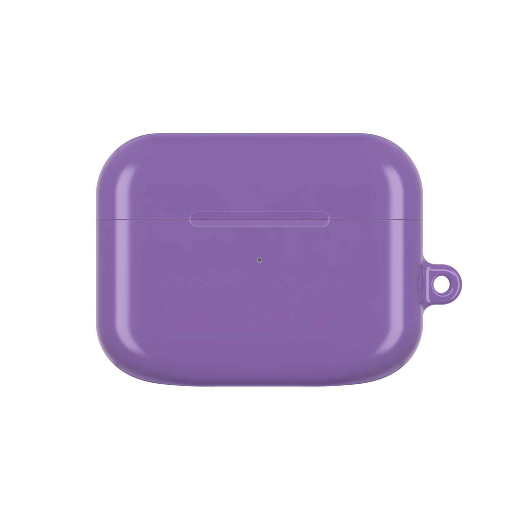 Purple hard shell AirPods Pro protective case with glossy finish and wireless charging compatibility