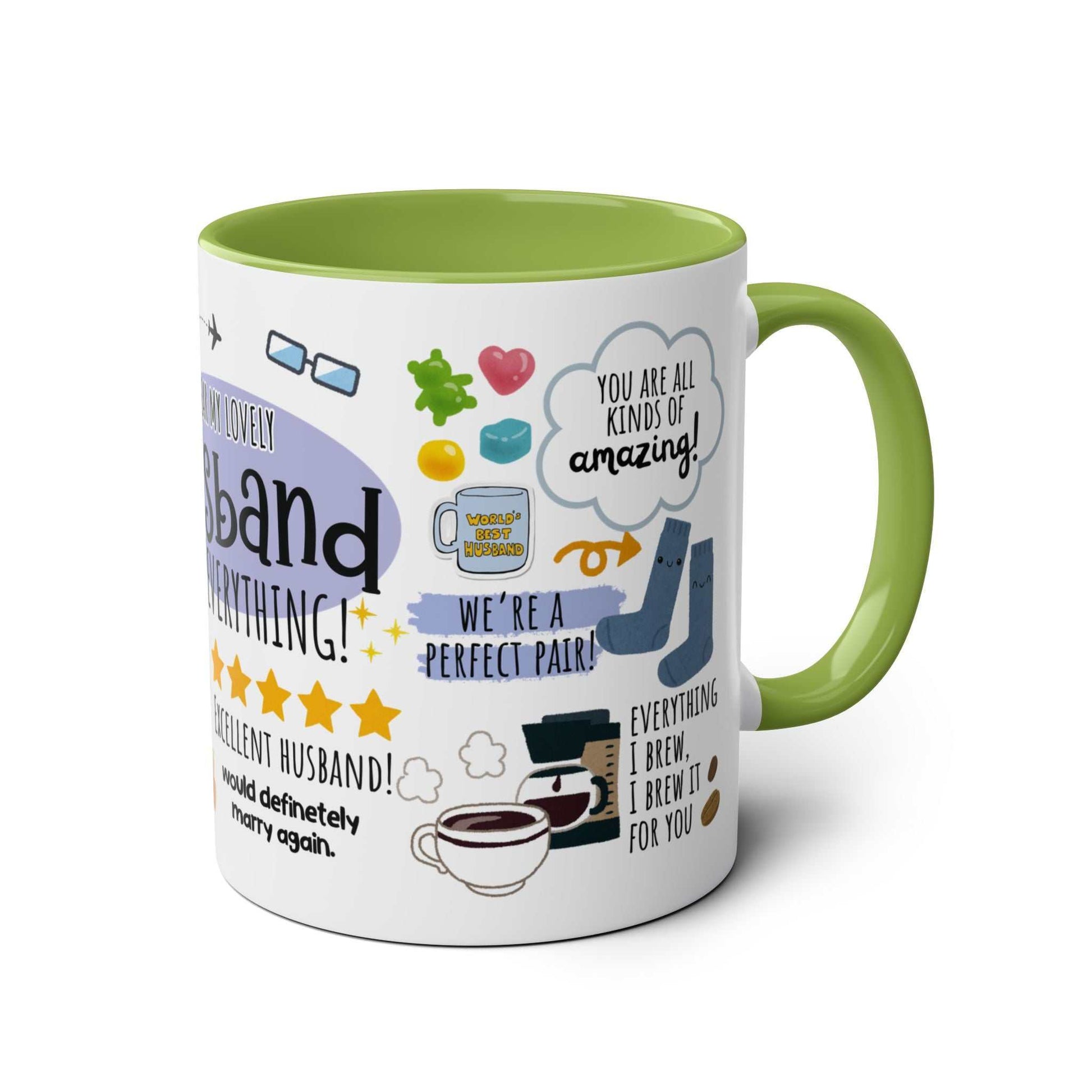 Husband Father's Day Gift Mug with colorful design, perfect fun present for dads on Father's Day.