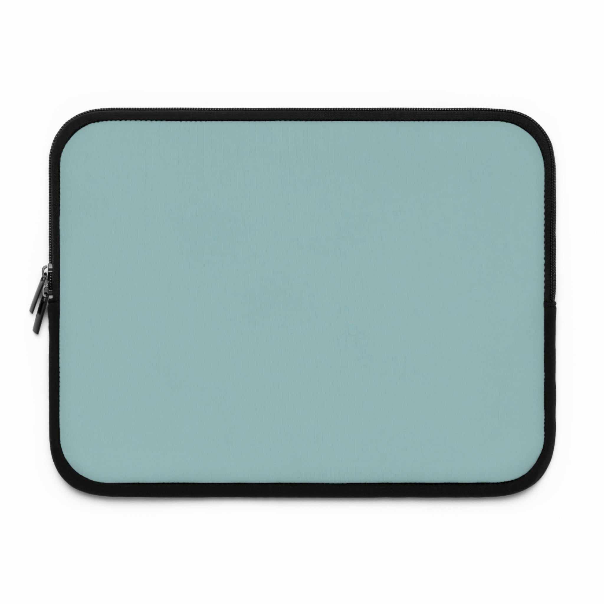 Teal green neoprene laptop sleeve with dual zipper and soft foam lining for protection