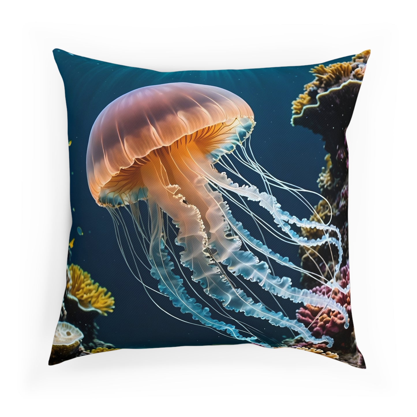 Jellyfish Cotton Drill Square Cushion