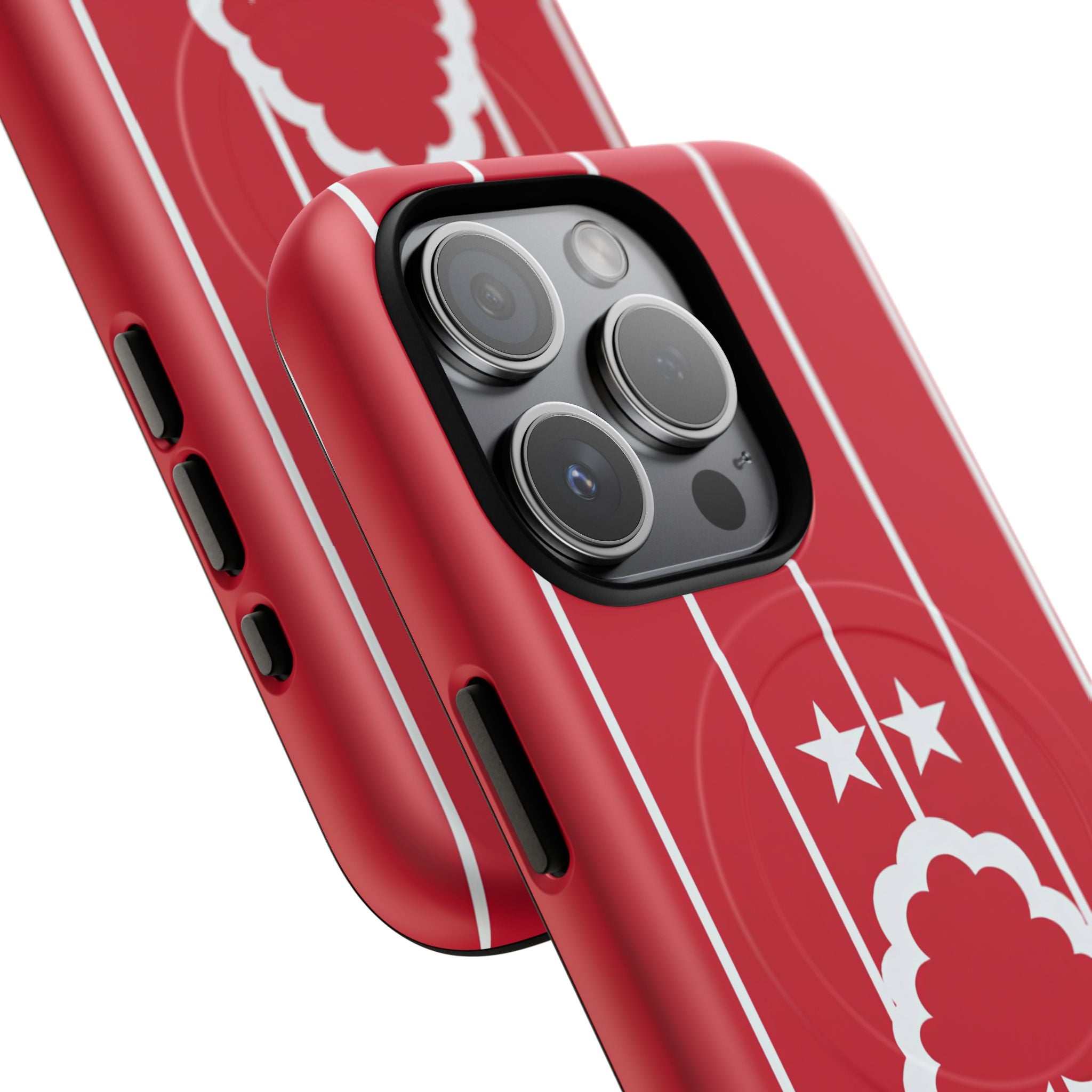 Nottingham Forest MagSafe iPhone case with red design, club crest, shock-absorbing layers, and wireless charging compatibility