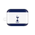 Tottenham FC AirPods case with navy and white colors and cockerel crest, durable protective shell fitting AirPods and AirPods Pro.