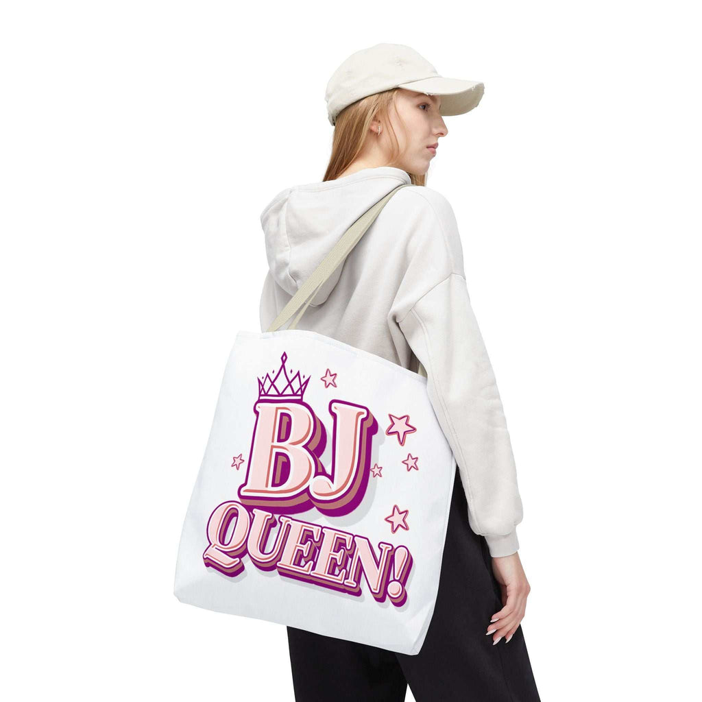 Cheeky BJ Queen Tote Bag in multiple sizes with durable spun polyester and colorful handles