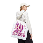 Cheeky BJ Queen Tote Bag in multiple sizes with durable spun polyester and colorful handles