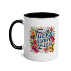 Zilch Coffee Mug with colorful floral design and playful text