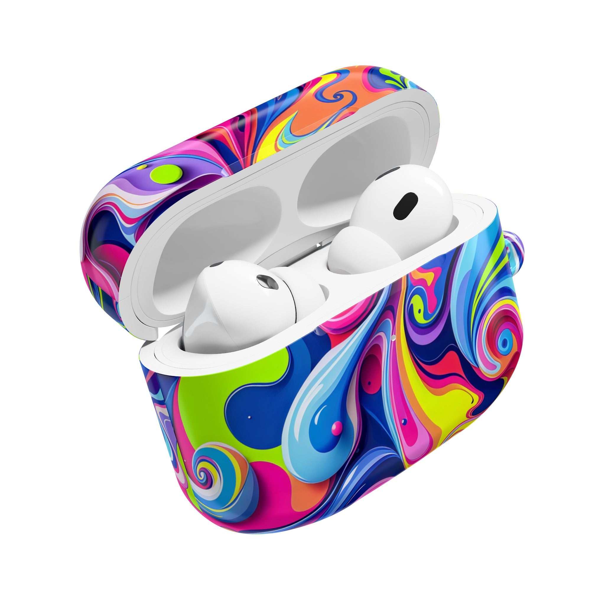 Vibrant Colour Splash protective hard shell case for AirPods and AirPods Pro with glossy finish and colorful swirl design