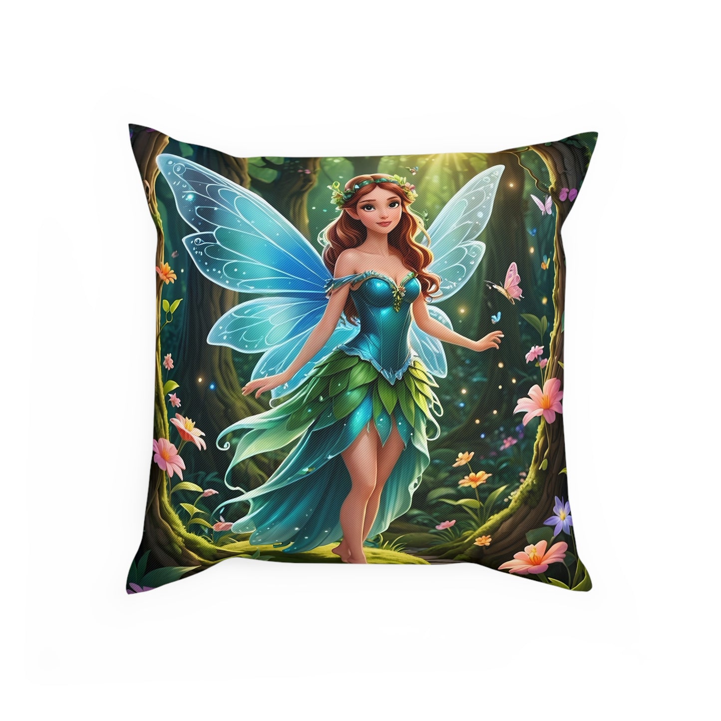 Stunning Fairy Cotton Drill Square Cushion