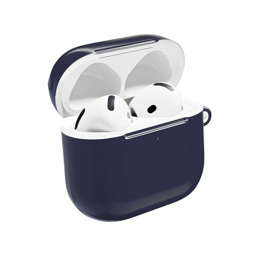 Deep Blue AirPods protective hard shell case with glossy finish and wireless charging compatibility