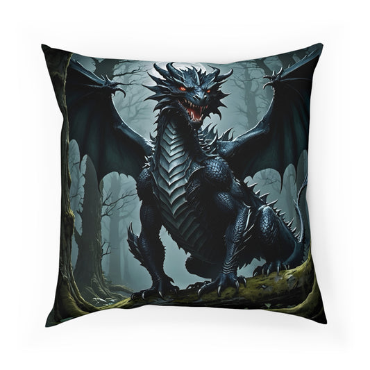 Black Dragon Cotten Drill Square Cushion