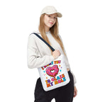 Glaze My Hole Donut Tote Bag with cheeky donut design and colorful handles