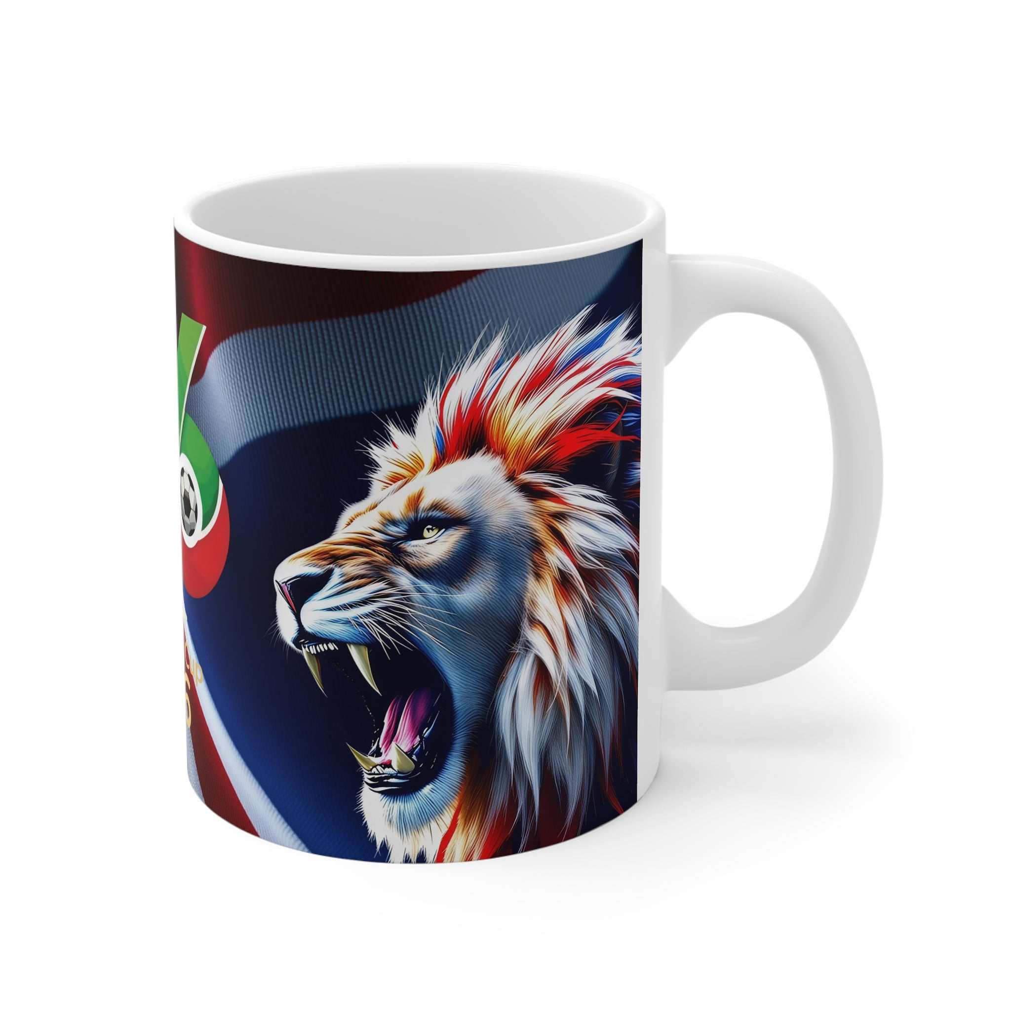 England World Cup 26 ceramic mug with roaring lion and trophy design for football fans