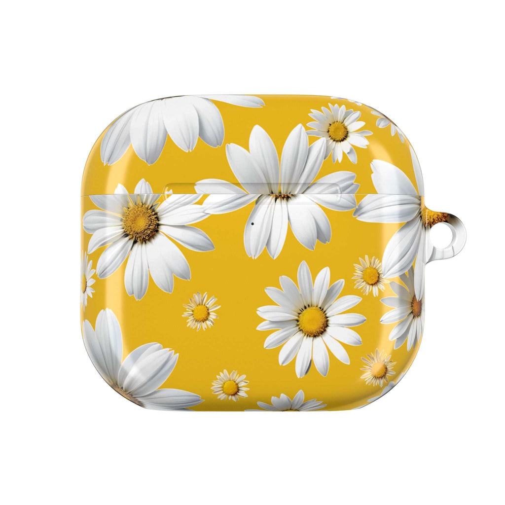 Yellow daisies AirPods case with glossy finish and durable hard shell protection