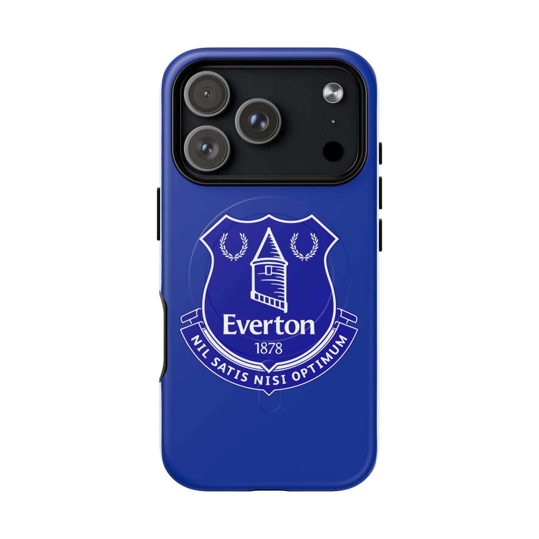 Everton Fc MagSafe iPhone case in royal blue with club crest, dual-layer shock-absorbing protection and MagSafe compatibility
