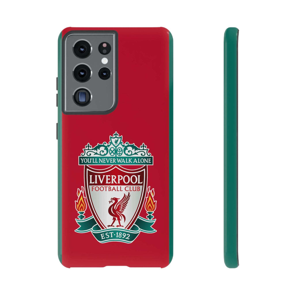 Liverpool FC Magnetic Samsung Galaxy shockproof case in red with dual-layer defense and wireless charging compatibility