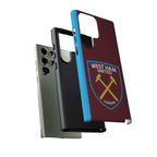 West Ham United magnetic Samsung phone case with claret and blue colors and club-inspired crest