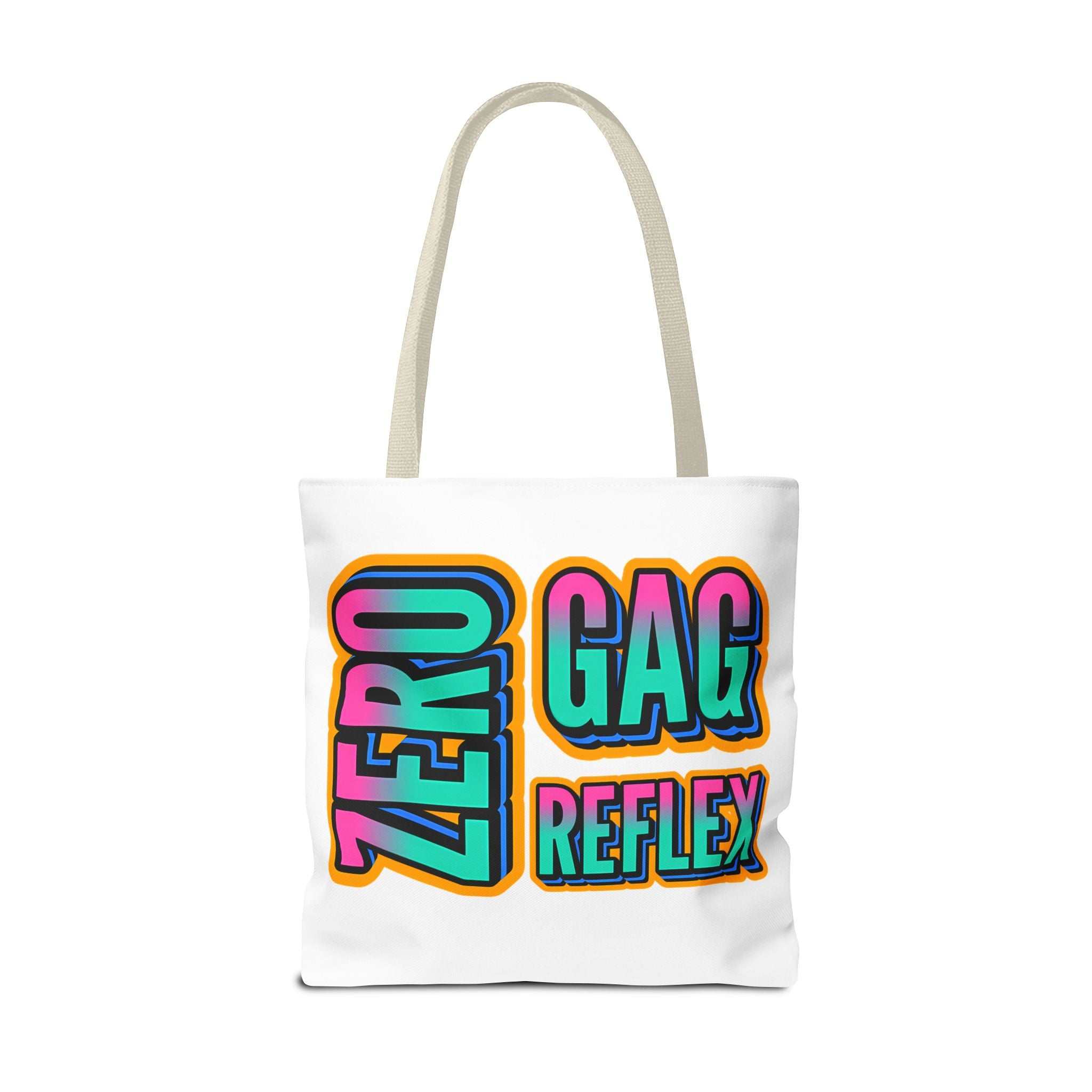 Zero Gag Reflex Tote Bag with cheeky design, durable spun polyester, cotton straps, and multiple sizes and handle colors