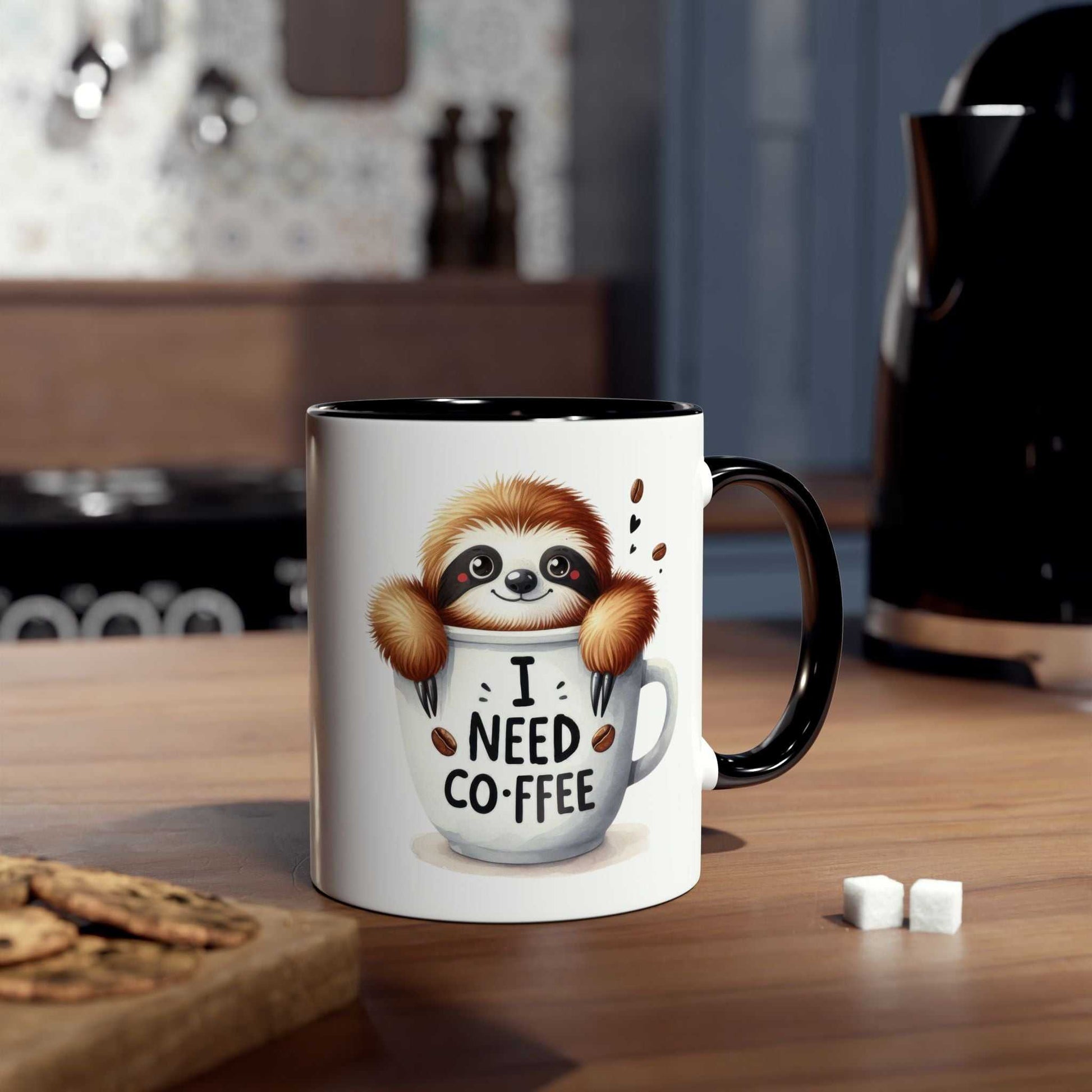 Cute sloth coffee mug with whimsical design, perfect for animal lovers and available in 7 colors.