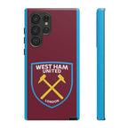 West Ham United magnetic Samsung case with claret and blue colors and shock-absorbing dual-layer protection